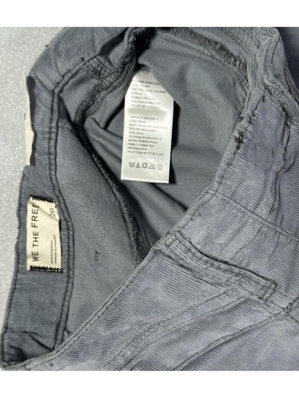 We The Free Women's Wide-Leg Corduroy Pants Light Grey High Rise Pockets -26 - Picture 9 of 9